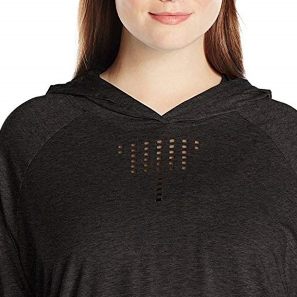 Nanette Lepore Play Women's Plus 1X 2X Laser Cut Hoodie Hooded Active Top Black - Picture 3 of 10